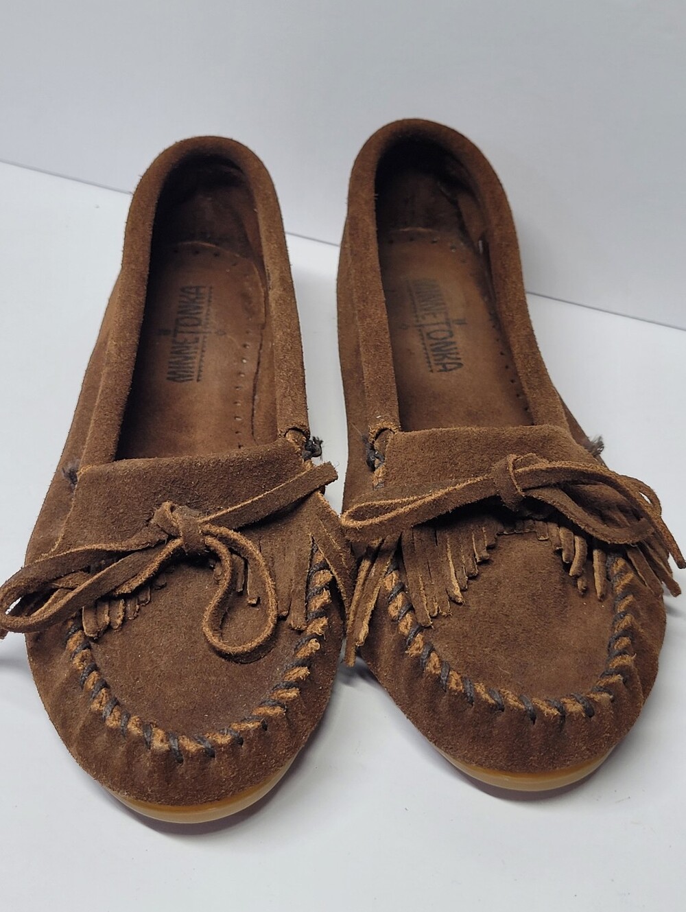Minnetonka Brown Suede Fringe Moccasins for Women